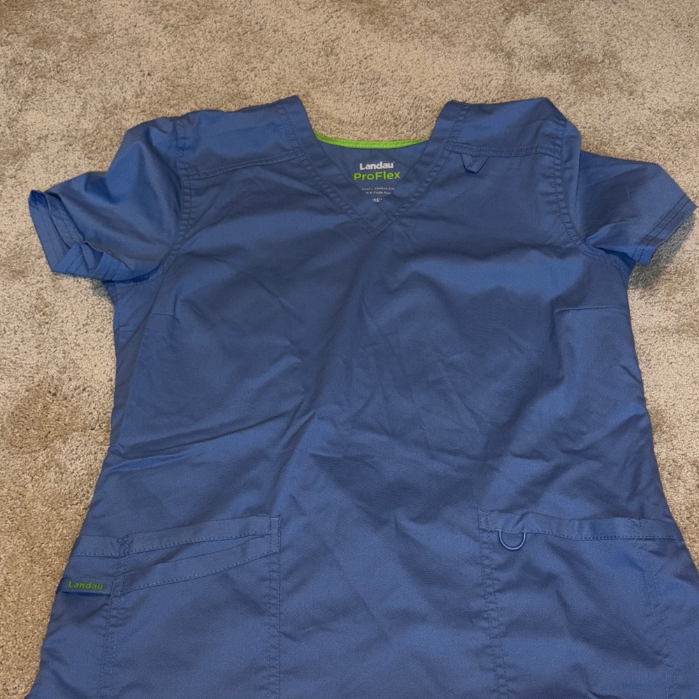 Landau ProFlex Blue Scrub Top